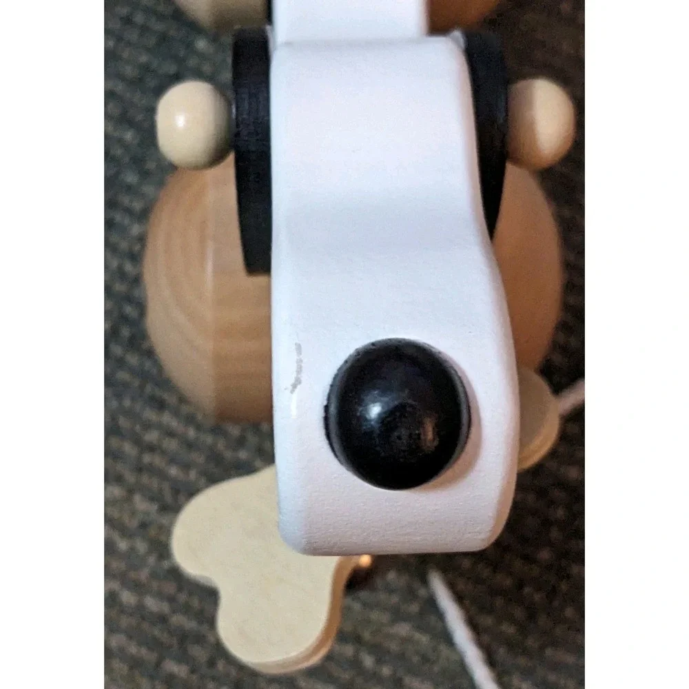 Wood Dog Pull Toy Childrens Classic World Wooden Puppy Hound Black White